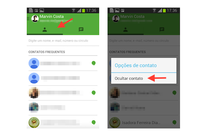 Ocultando uma conversa do histórico do Hangouts para Android (Foto: Reprodução/Marvin Costa)
