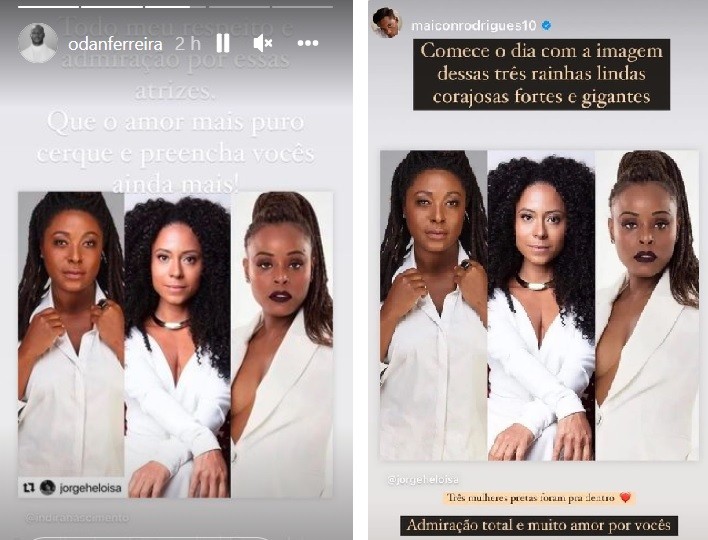 Dan Ferreira e Maicon Rodrigues apoiam atrizes após denúncia de racismo (Foto: Reprodução/Instagram)