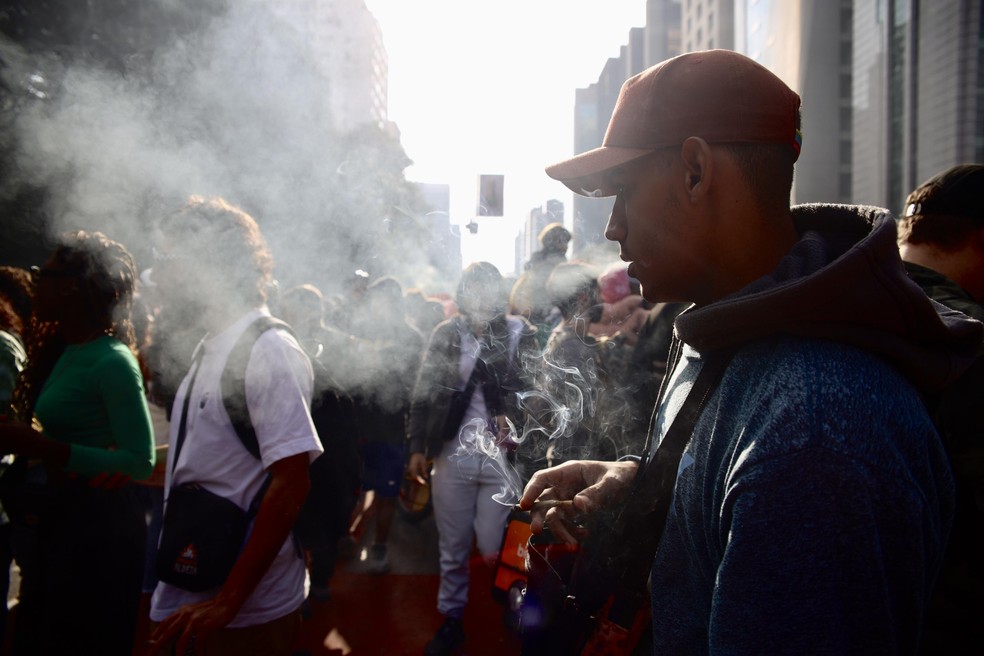 Manifestantes na Marcha da Maconha neste sábado (11) — Foto: DANILO M YOSHIOKA/FUTURA PRESS/ESTADÃO CONTEÚDO