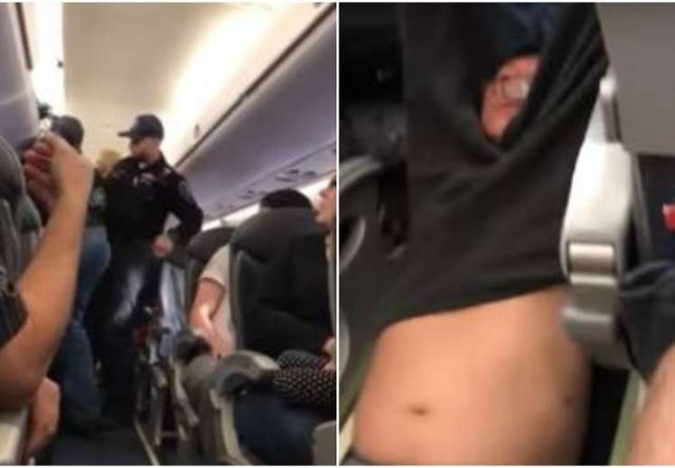 Passageiro é arrastado para fora de um voo da United Airlines: a cena foi filmada e gerou polêmica nas redes sociais (Foto: Reprodução/YouTube)