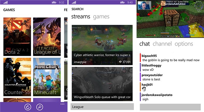 8Stream ? um cliente n?o oficial do Twitch.tv ideal para quem deseja assistir streaming de jogos (Foto: Divulga??o/Windows Phone Store)
