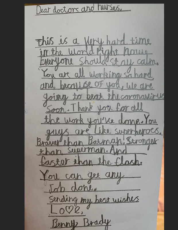 Benjamin, filho de Gisele Bündchen e Tom Brady, escreve carta a profissionais de saúde (Foto: Reprodução/Instagram)