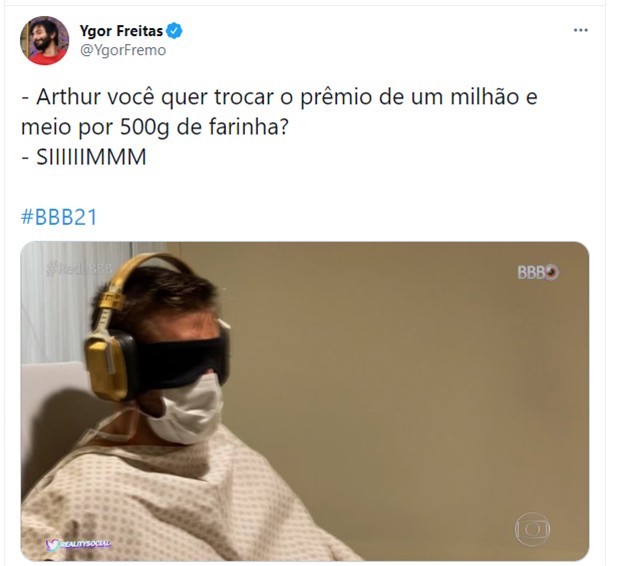 Arthur vira meme na web (Foto: Reprodução/Twitter)