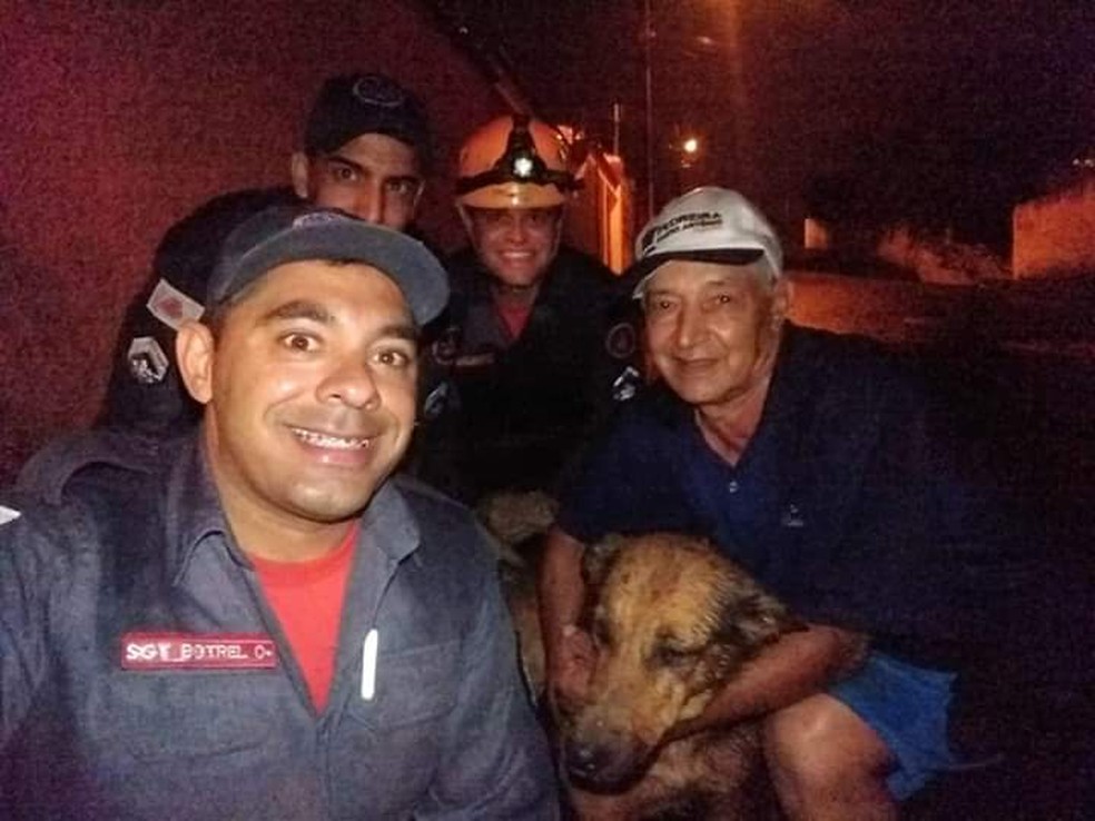 Animal ficou preso entre duas paredes em Varginha (MG) â Foto: Corpo de Bombeiros