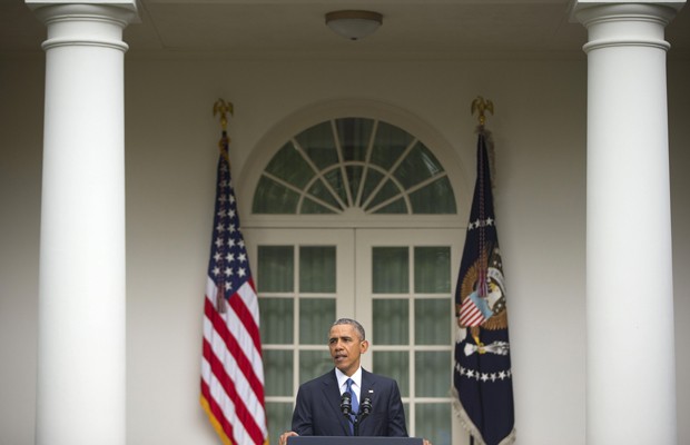 O presidente americano, Barack Obama, durante o discurso sobre a legalização do casamento gay em todo país (Foto: Pablo Martinez Monsivais/AP)