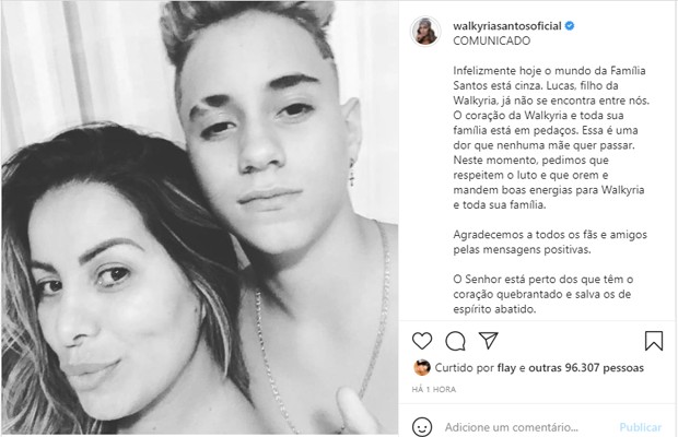Comunicado em perfil de Walkyria Santos (Foto: Reprodução/Instagram)