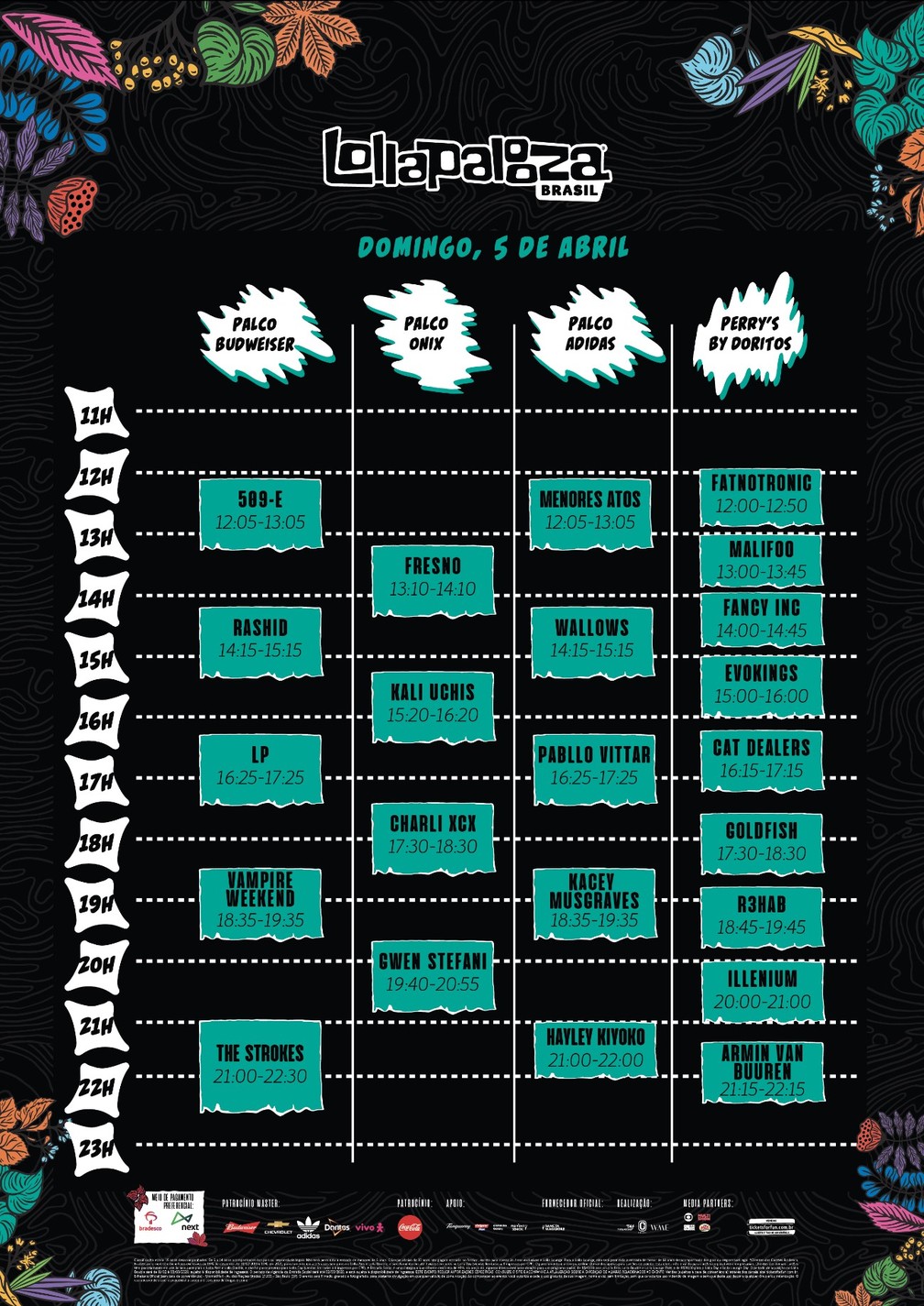 Programação musical do terceiro dia de Lollapalooza 2020 — Foto: Divulgação