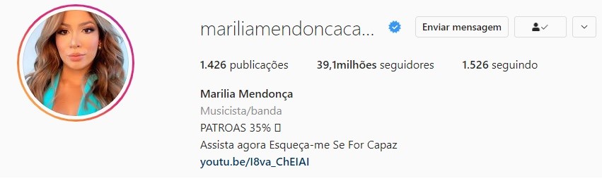 Instagram Marília Mendonça (Foto: Reprodução/Instagram)