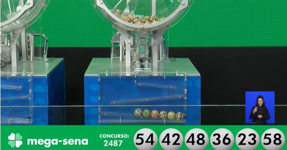 Sorteio da Mega-Sena, concurso 2487 — Foto: Reprodução