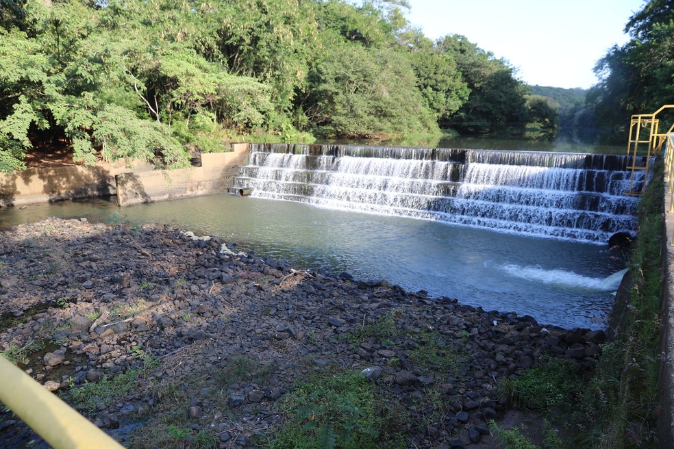 Nível do Rio Uberaba na Estação de Captação da Codau em 27 de abril de 2021 — Foto: Codau/Divulgação