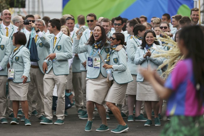 Recepção de boas vindas dos Australianos Delegação Austrália (Foto: Reuters)