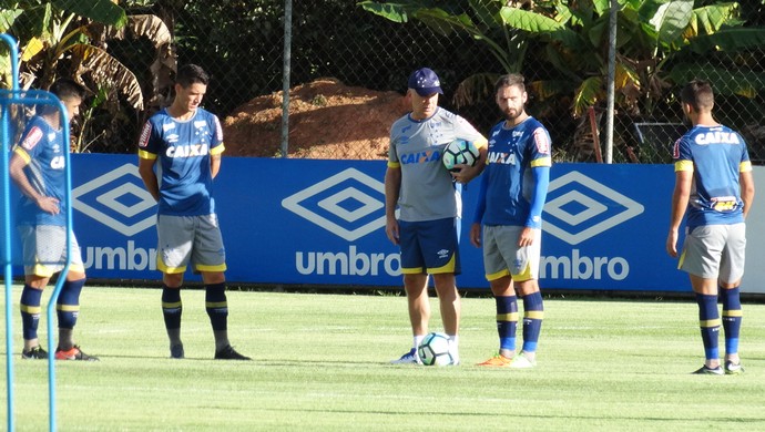 Mano Menezes conversa com jogadores do Cruzeiro durante treino (Foto: Marco Antônio Astoni)