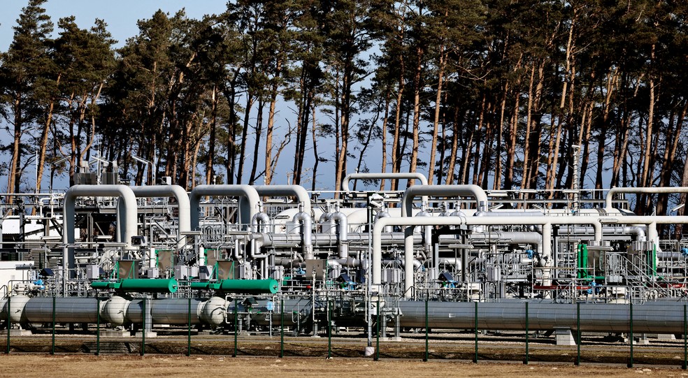 Tubos das instalações do gasoduto Nord Stream 1 em Lubmin, na Alemanha — Foto: REUTERS/Hannibal Hanschke