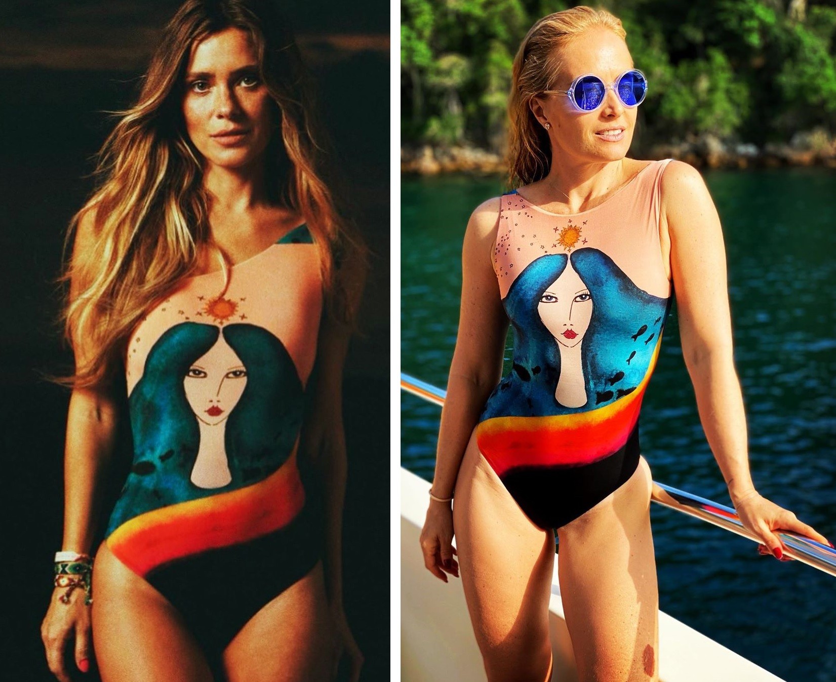 Carolina Dieckmann e Angélica usam o mesmo maiô (Foto: Reprodução/Instagram)