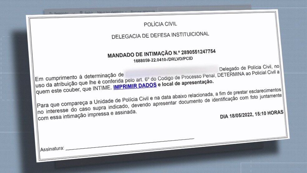 Golpistas enviam e-mails com falsa intimação em nome da Polícia Civil para obter dados de vítimas, no Paraná — Foto: Reprodução/RPC