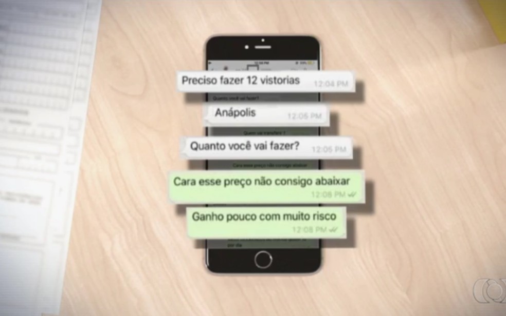 Mensagens indicam como transferências eram negociadas em Anápolis (Foto: TV Anhanguera/Reprodução)