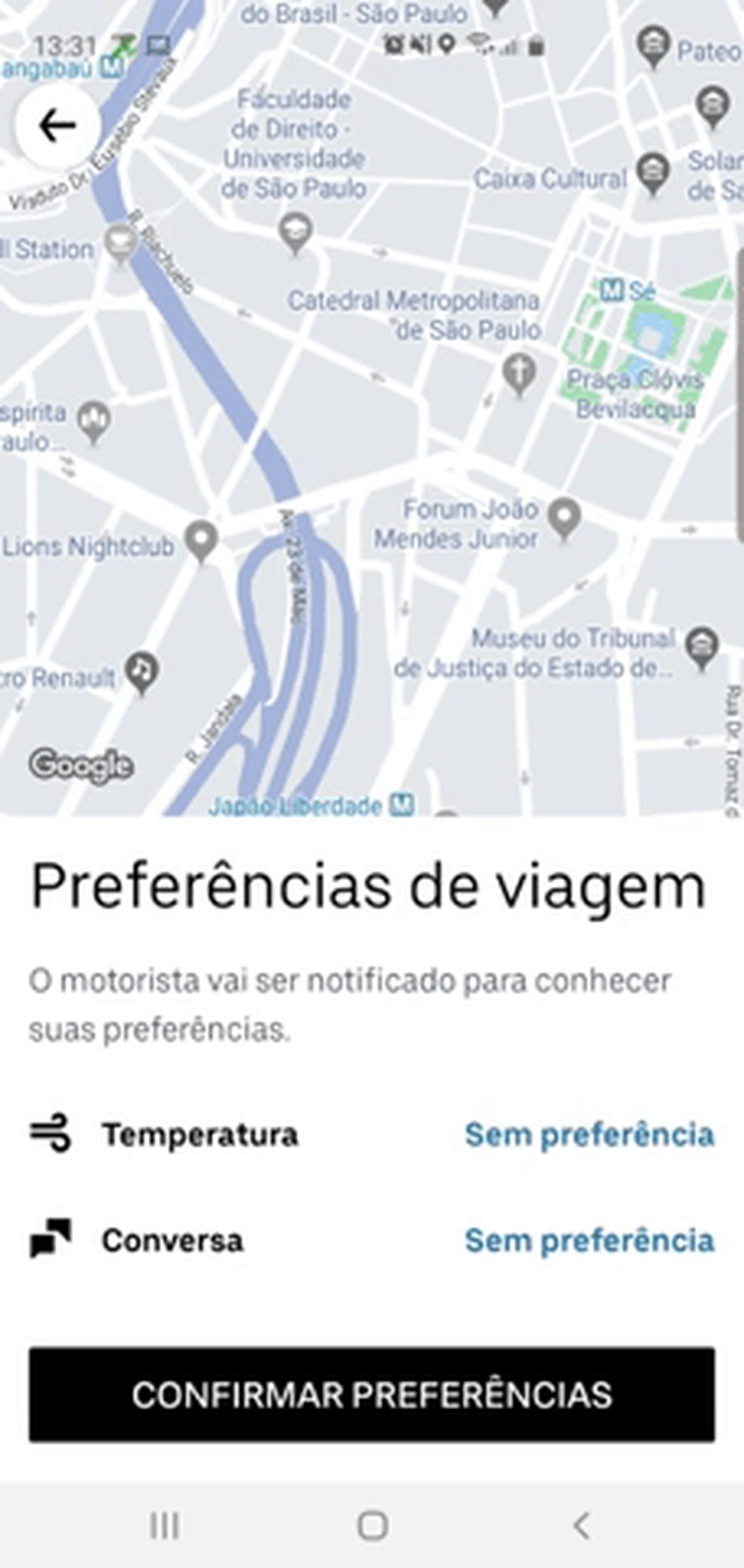 Preferências da viagem estarão disponíveis para o usuário no aplicativo — Foto: Divulgação/Uber
