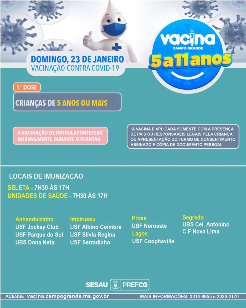 Vacinação pediátrica em Campo Grande neste domingo (23). — Foto: Divulgação/Sesau