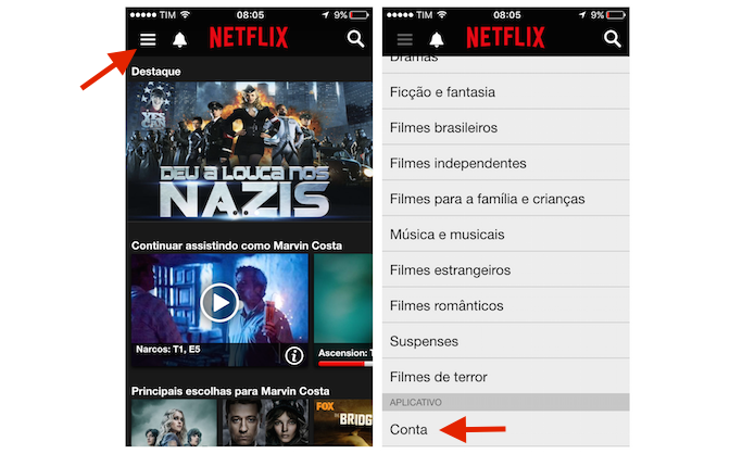 Acessando as configurações para uma conta do Netflix pelo iPhone (Foto: Reprodução/Marvin Costa)