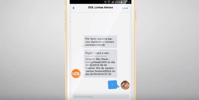 Sistema de check-in via Twitter da Gol envia perguntas automáticas (Foto: Divulgação/Gol)