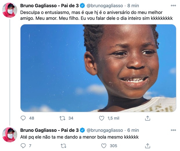 Bless domina a timeline do Twitter de Bruno Gagliasso (Foto: reprodução/Twitter)