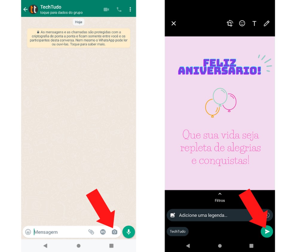 Após o download, imagem poderá ser enviada através do WhatsApp — Foto: Reprodução/Mariana Tralback