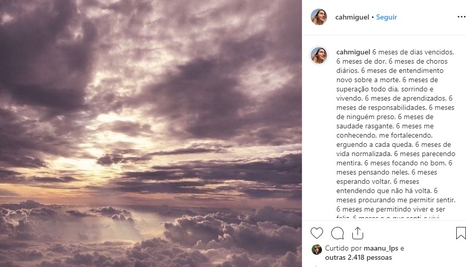 Camila Miguel fala sobre a morte do irmão e dos pais (Foto: Reprodução / Instagram)