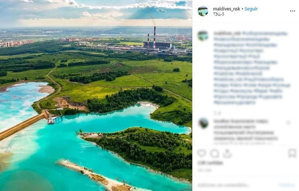 Local conhecido como 'Maldivas siberianas' é lago de usina térmica. — Foto: Reprodução/Instagram