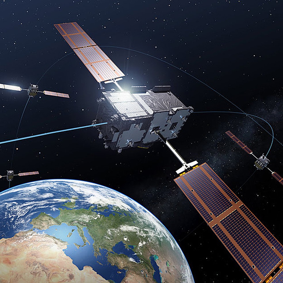 Satélites europeus do programa Galileo devem ser lançados no 2º semestre para concorrer com sistema GPS — Foto: ESA/P. Carril/Divulgação