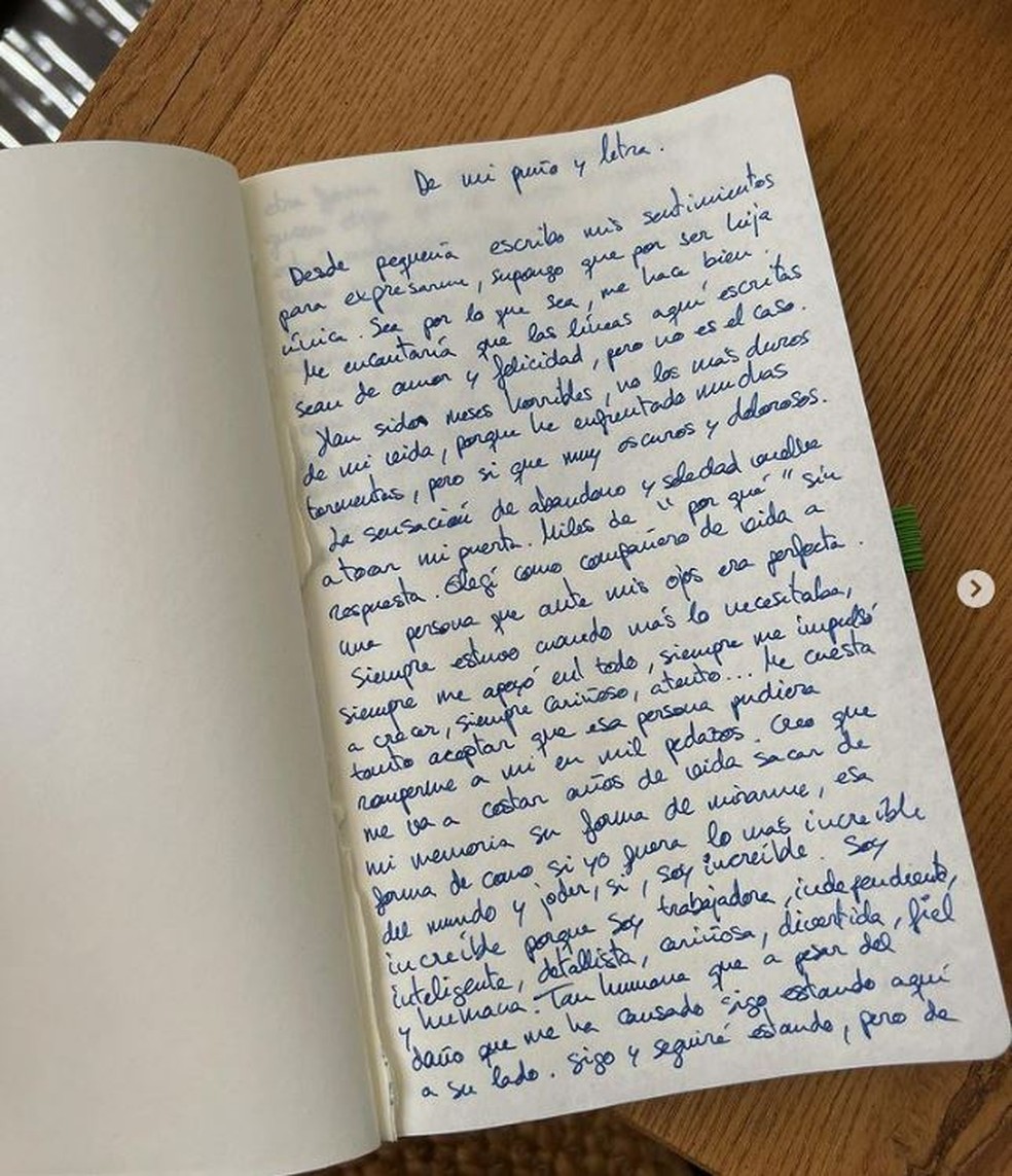 Joana Sanz publicou foto de carta em que diz ter 'encerrado etapa' na vida — Foto: Reprodução/Instagram