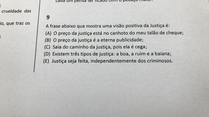Justica Boa Ruim E Baiana Tj Mp E Amab Emitem Nota De Repudio A Questao De Concurso Publico No Ce Bahia G1