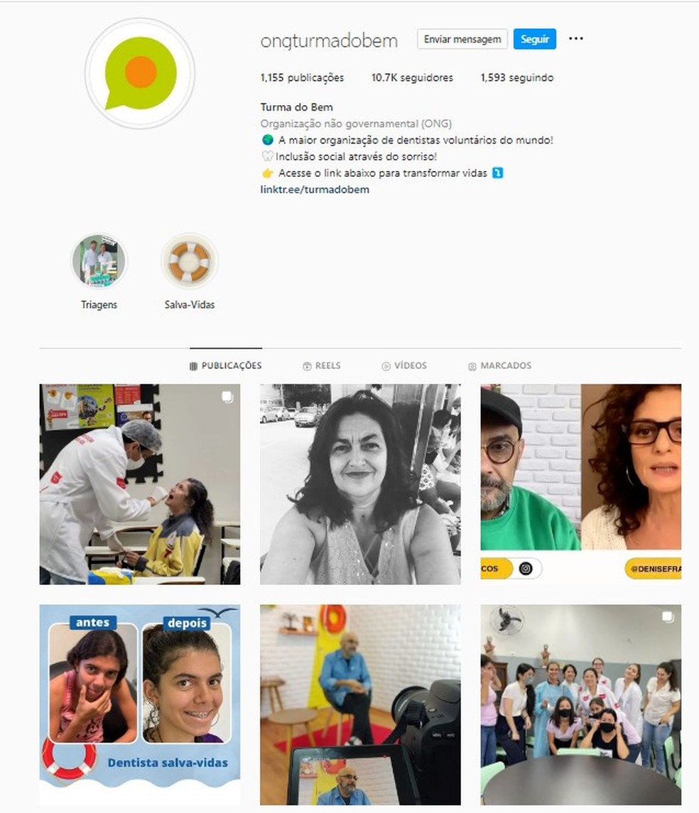 ONG Turma do Bem trabalha com dentistas voluntários — Foto: Reprodução/Instagram 