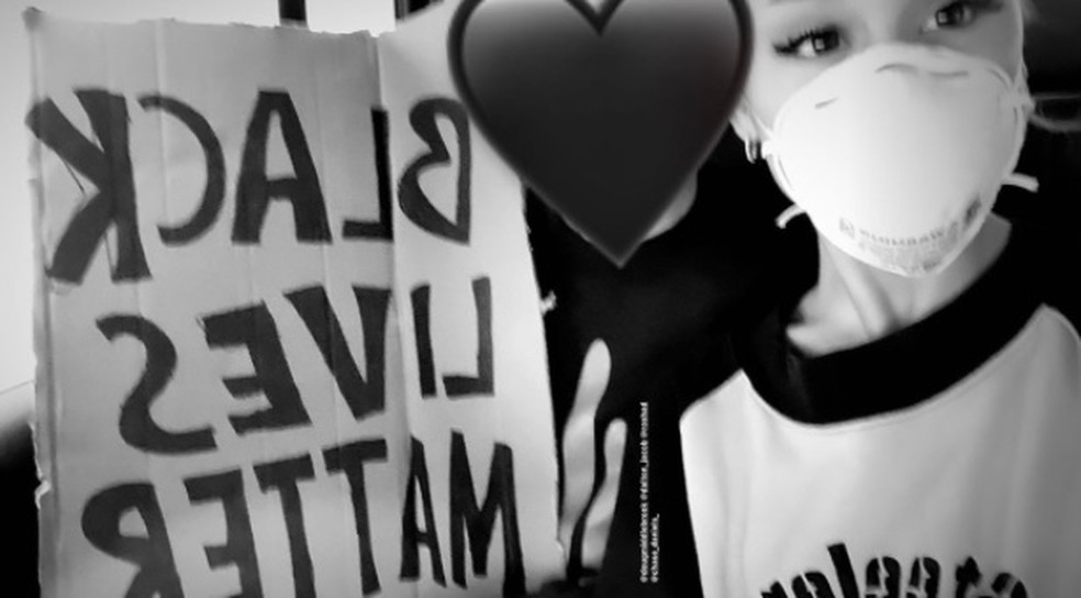 Ariana Grande em protesto contra o racismo nos EUA — Foto: Reprodução / Instagram da cantora