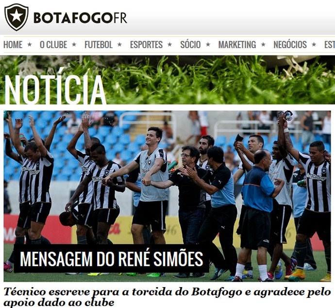 mensagem site do Botafogo (Foto: Reprodução)