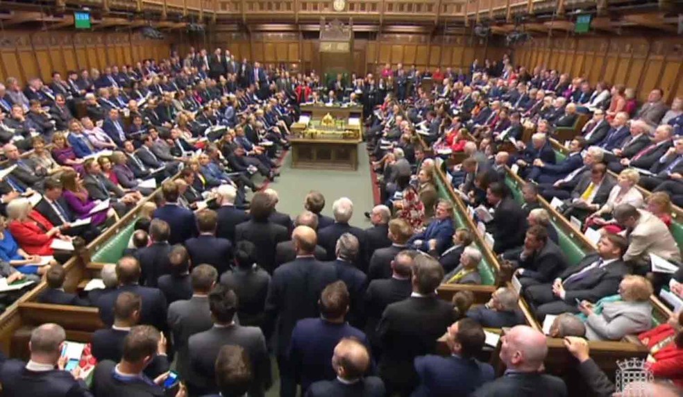 Parlamento britânico durante votação para antecipar eleições no Reino Unido  (Foto: Handout / PRU / AFP)