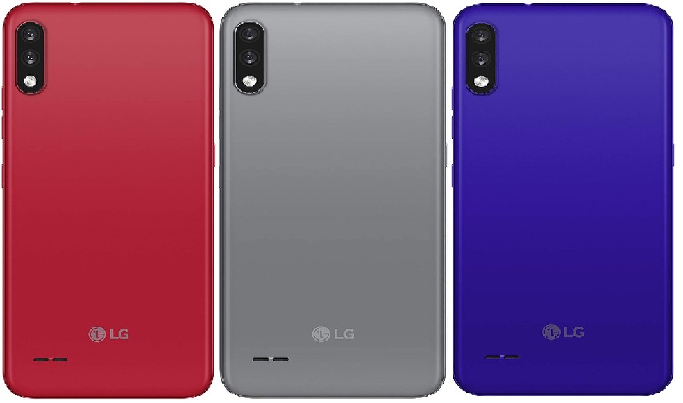 LG K22 pode ser encontrada nas cores azul, cinza e vermelho — Foto: Reprodução/Sarah Gomes