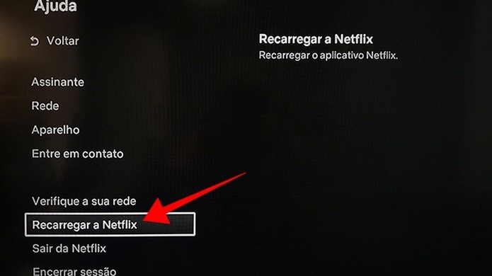 Recarregue o app da Netflix para resolver erros (Foto: Reprodução/Paulo Alves) Recarregue o app da Netflix para resolver erros (Foto: Reprodução/Paulo Alves)