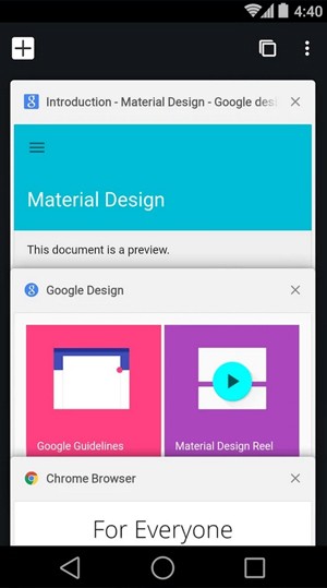 Visual da nova versão do Chrome para Android, baseada na próxima edição do sistema operacional (Foto: Divulgação/Google)