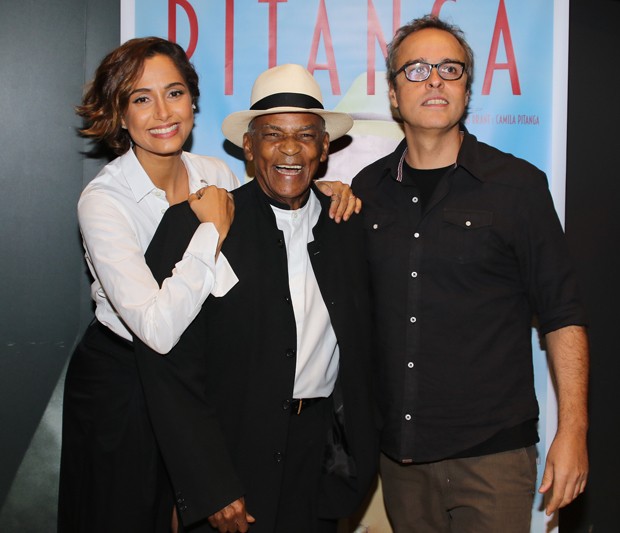 Camila Pitanga, Antônio Pitanga e o diretor Beto Brant (Foto: Thiago Duran/AgNews)