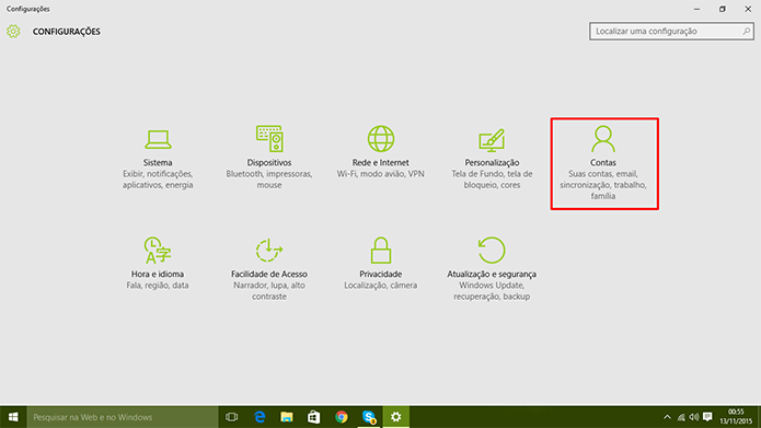 Windows 10 pode ter tela de entrada personalizada nas configurações de Conta (Foto: Reprodução/Elson de Souza)