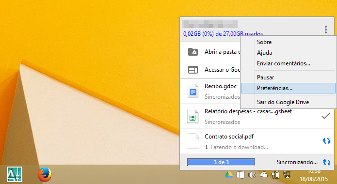 Acesse as configurações do Google Drive (Foto: Reprodução/Helito Bijora) 