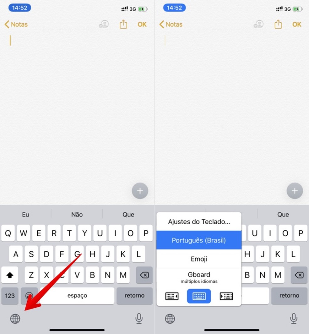 Como configurar teclado no iPhone — Foto: Reprodução/Helito Beggiora