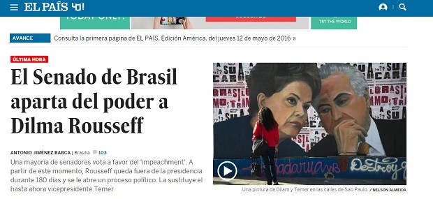 EL Pais destaca afastamento de Dilma Rousseff pelo Senado (Foto: Reprodução El Pais)