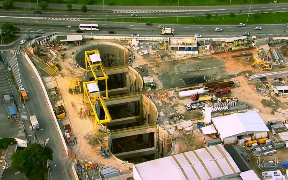 Obra da Linha 6-Laranja do MetrÃ´ de SÃ£o Paulo â€” Foto: TV Globo/ReproduÃ§Ã£o