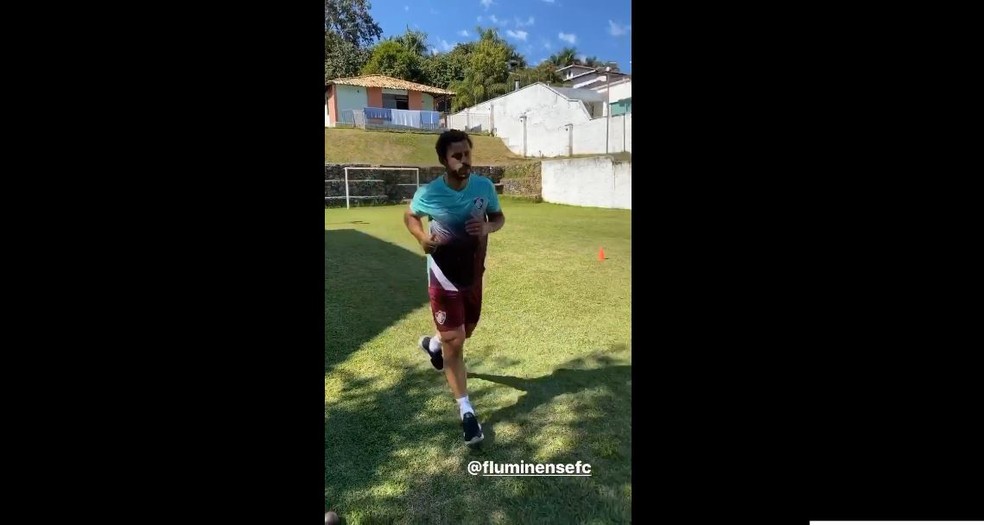 Primeiro treino de Fred em retorno ao Fluminense — Foto: Reprodução