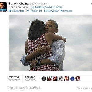 Mensagem postada por Obama no Twitter logo após ser reeleito presidente dos Estados Unidos (Foto: Reprodução)