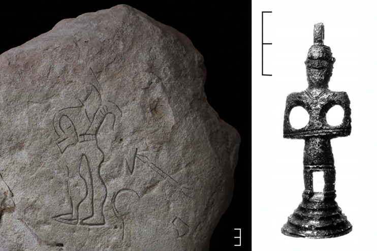 Representações de guerreiros encontradas no sítio arqueológico (Foto: © Antiquity Publications Ltd)