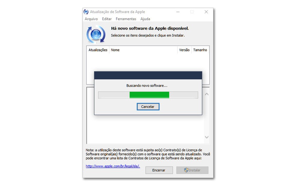 Apple Software Update é responsável por baixar atualizações dos programas da Apple, como iTunes e iCloud. — Foto: Reprodução