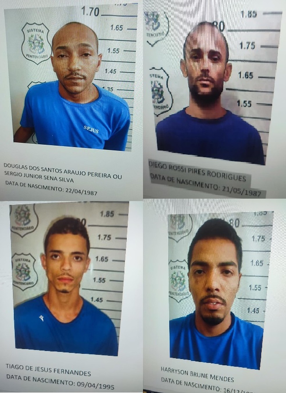 Presos são Douglas dos Santos Araujo Pereira, Tiago de Jesus Fernandes, Diego Rossi Pires Rodrigues e Harryson Brune Mendes — Foto: Reprodução/TV Gazeta