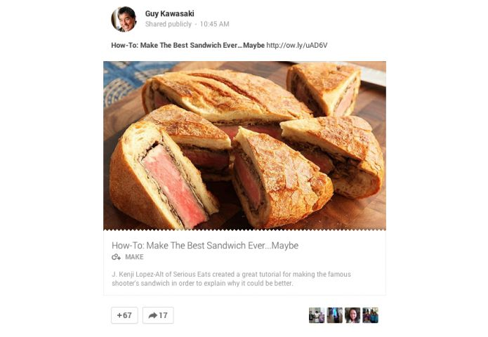 Google+ agora tem novo visual em posts com links (Foto: Divulgação/Guy Kawasaki)